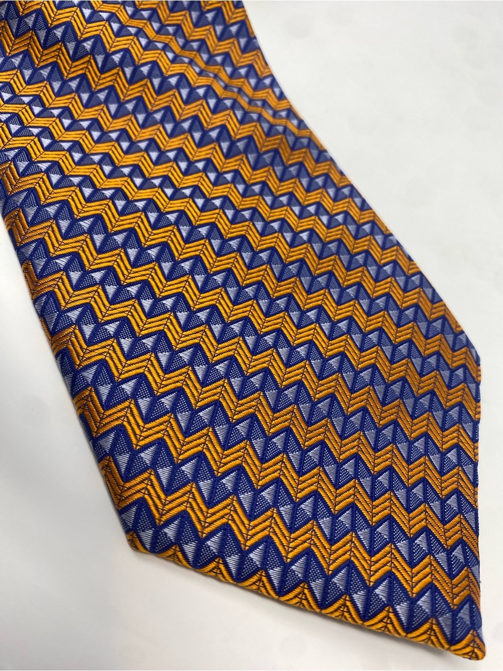ROBERT TALBOTT Estate Orange and Blue Woven Silk Necktie NWT